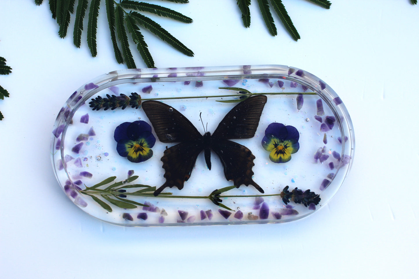 Butterfly Amethyst Resin Tray